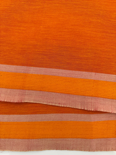 ShopNaya Exclusive | Handwoven | Cotton & Soft Silk Saree | Dobby Design | No Blouse | Yellow Orange | Ships from California